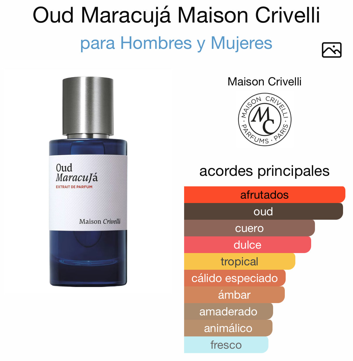 Oud Maracujá Extrait de Parfum 50 ml Maison Crivelli (Preventa)