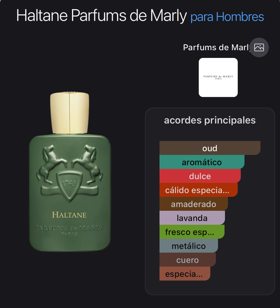 Acordes principales de Haltane de Parfums de Marly