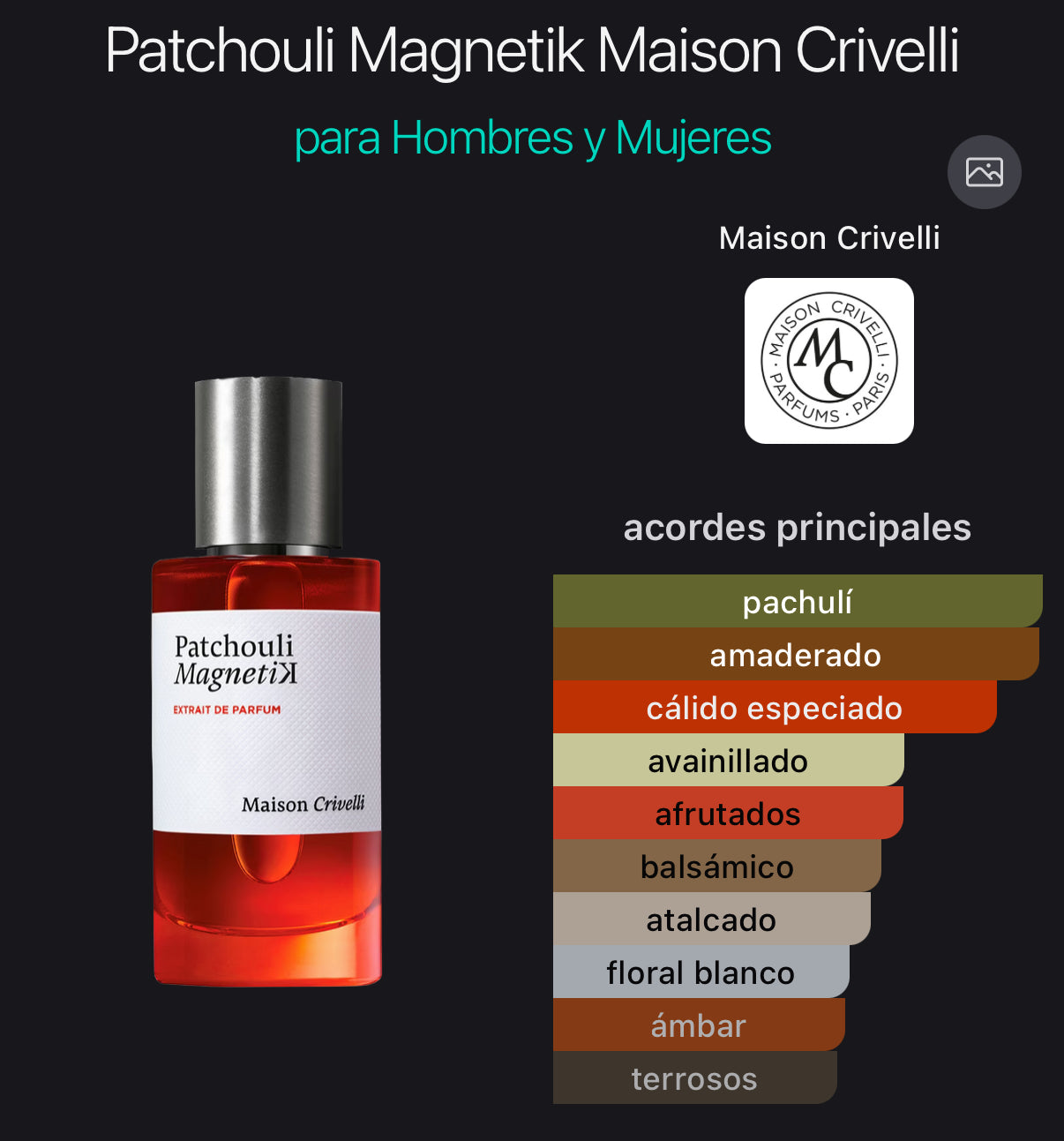 Patchouli Magnetik Maison Crivelli Extrait de Parfum 50 ml (Preventa)