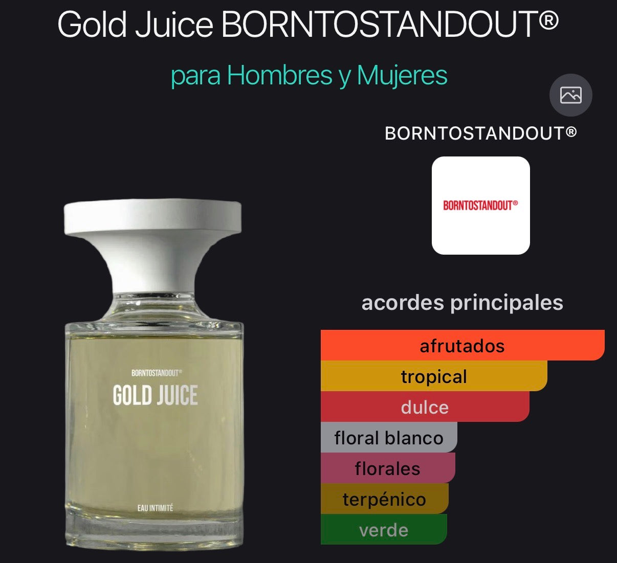 Gold Juice BORNTOSTANDOUT® Eau Intimé 100 ml (Preventa)
