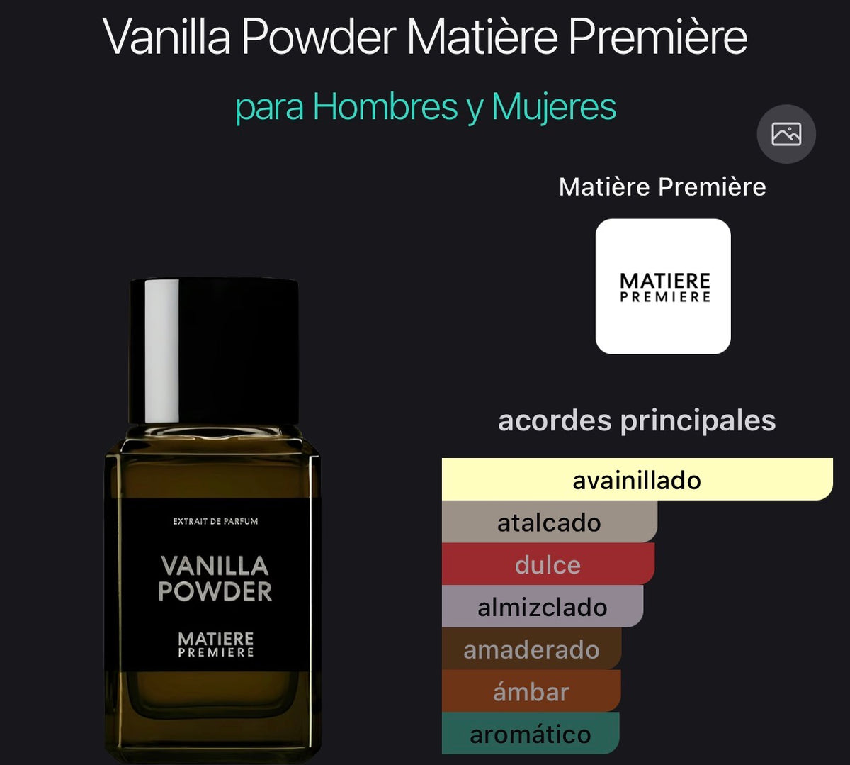 Vanilla Powder Extrait de Parfum Matiere Premiere 100 ml (Preventa)