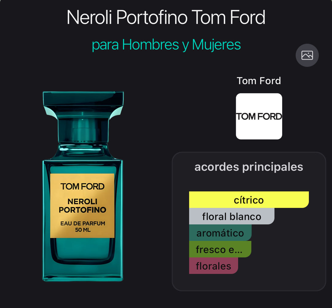 Acordes principales de Neroli Portofino de Tom Ford