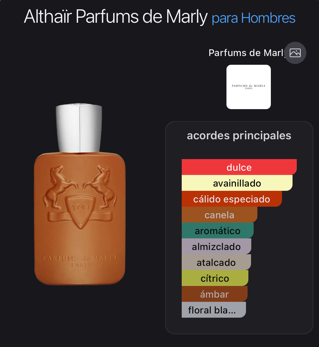 Acordes principales de Althaïr de Parfums de Marly