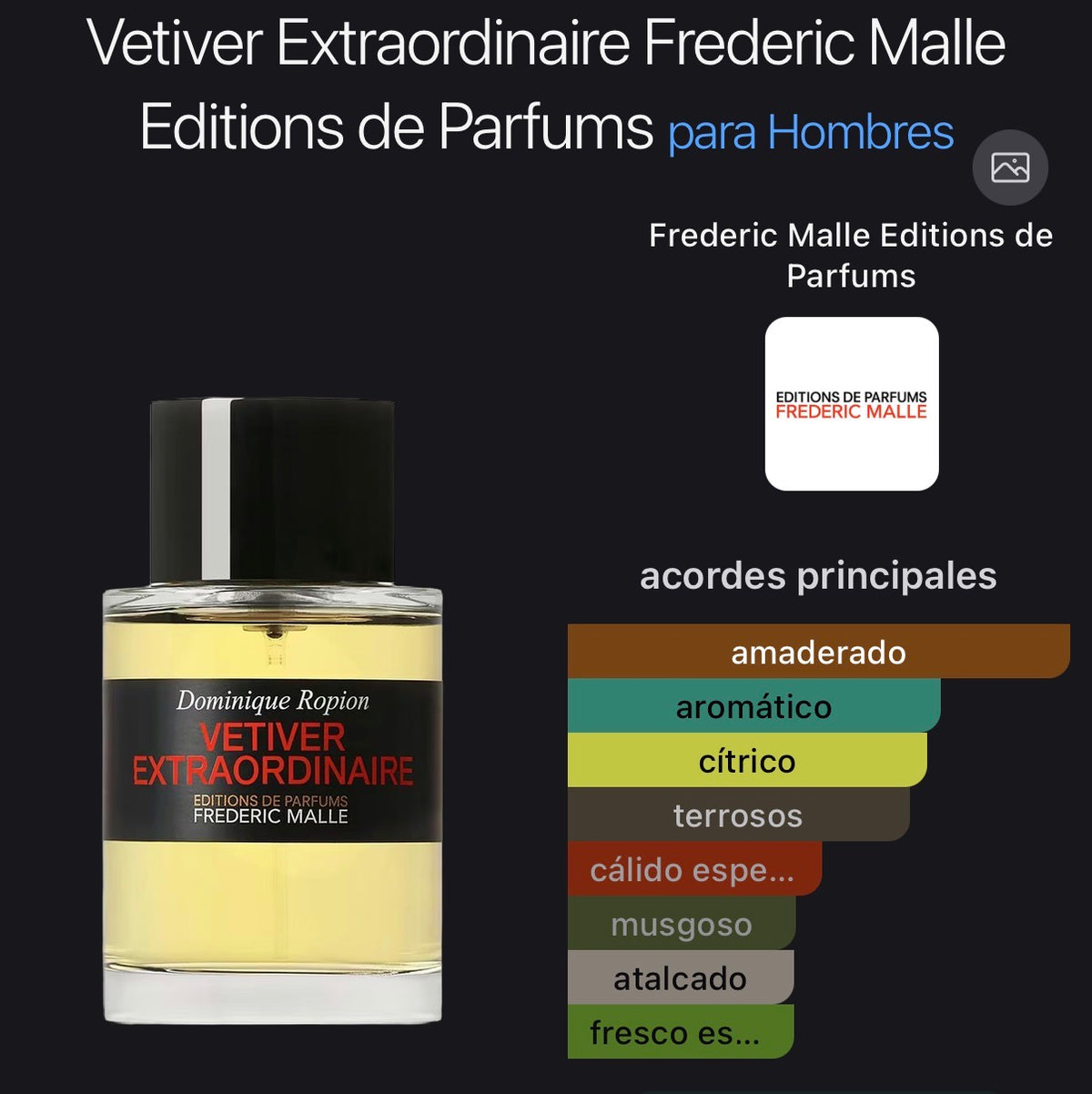 Vetiver Extraordinaire Frederic Malle Eau de Parfum 100 ml (Preventa)