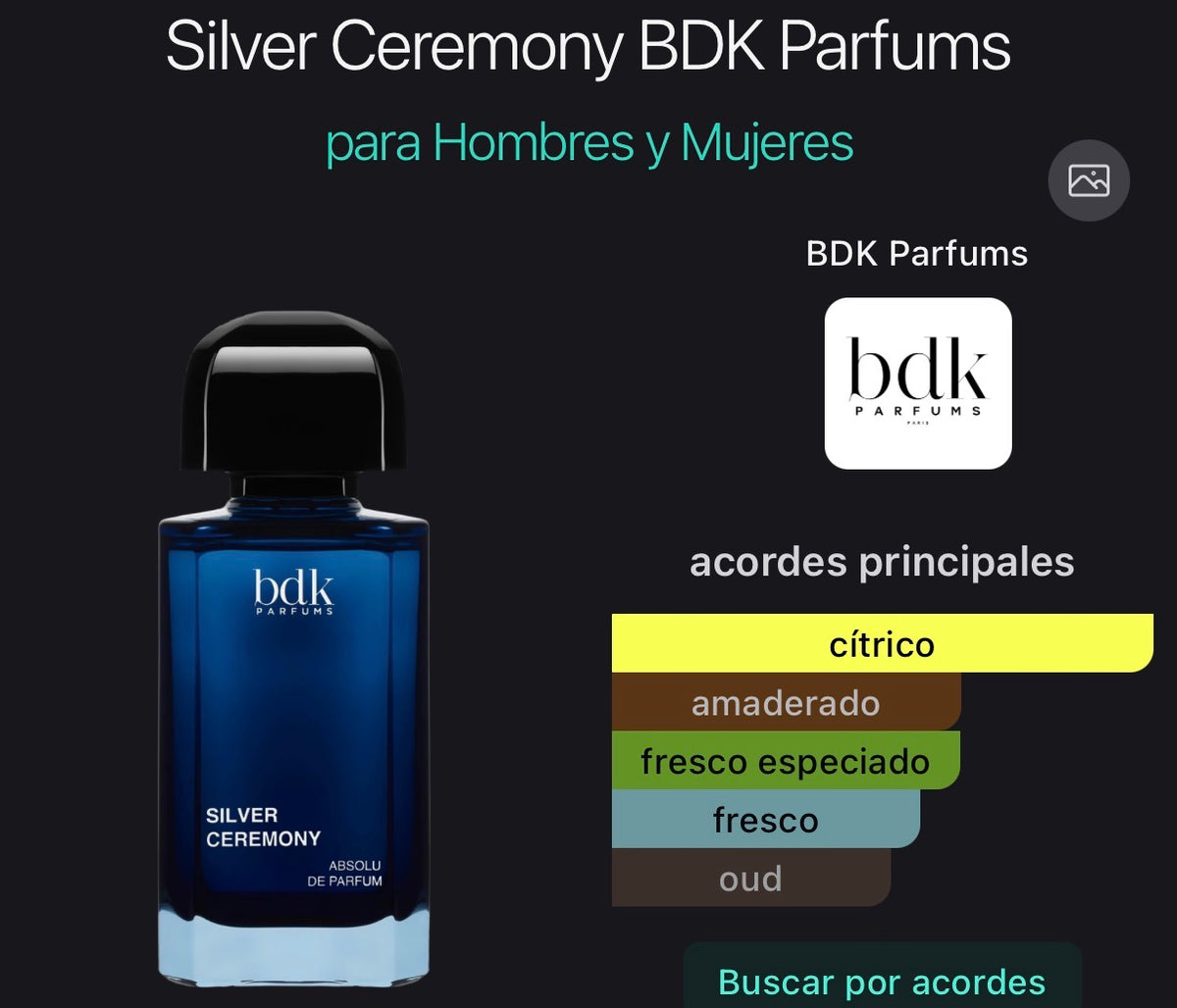 Acordes principales de Silver Ceremony de BDK Parfums