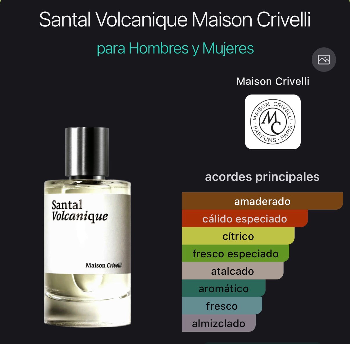 Santal Volcanique Maison Crivelli Eau de Parfum 100 ml (Preventa)