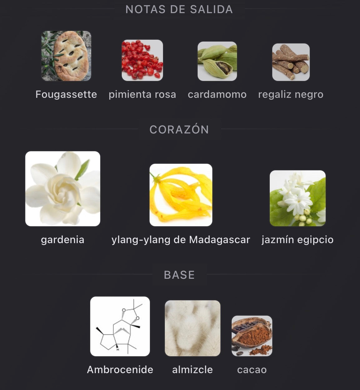 Notas olfativas de Caissa de Mind Games