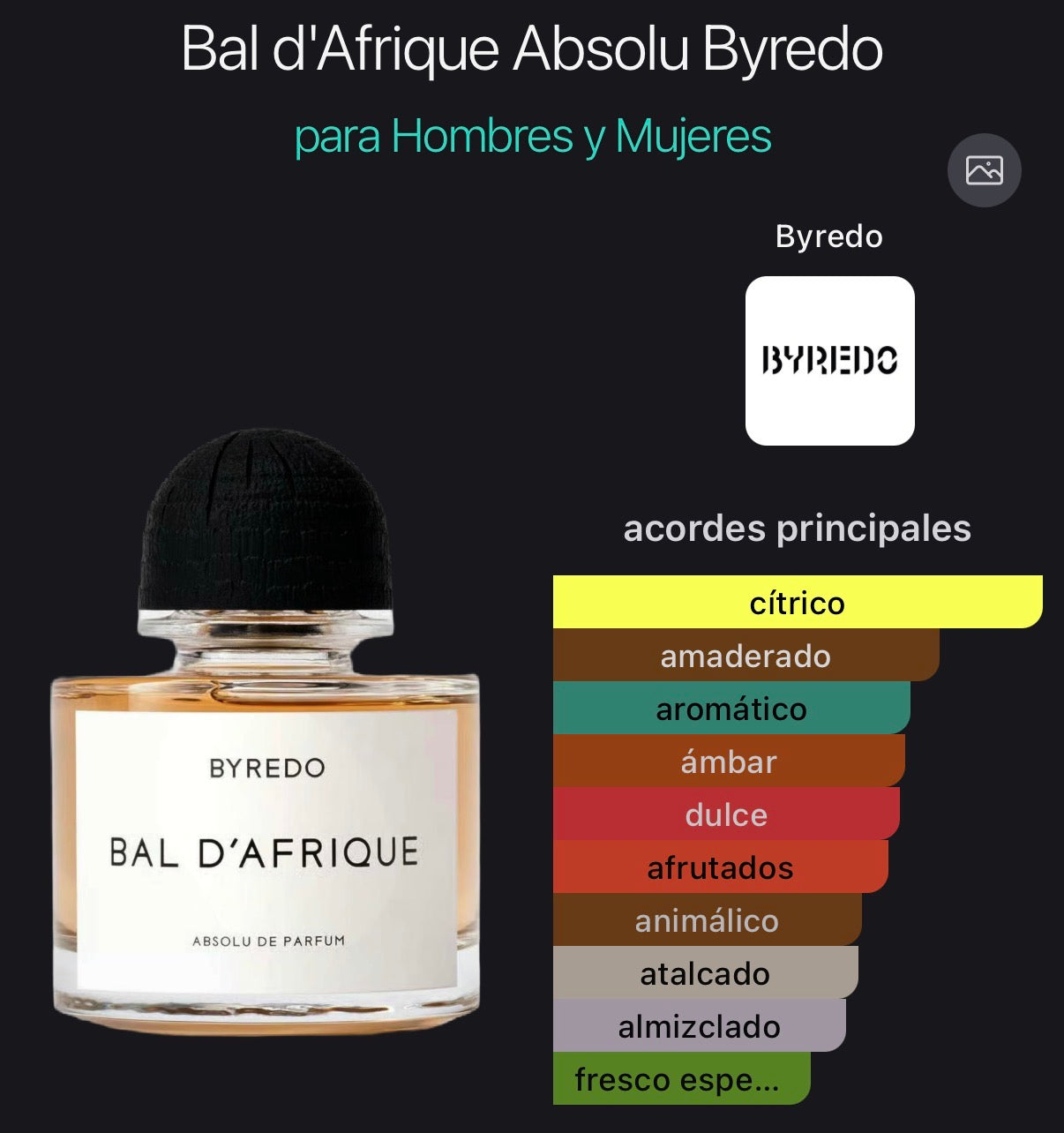 Bal D’ Afrique Absolu de Parfum Byredo 100 ml (Preventa)