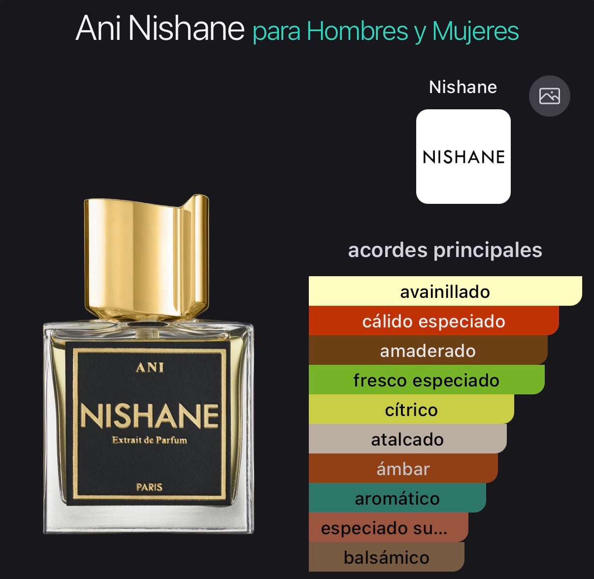 Ani Nishane Extrait de Parfum 100 ml  (Preventa)