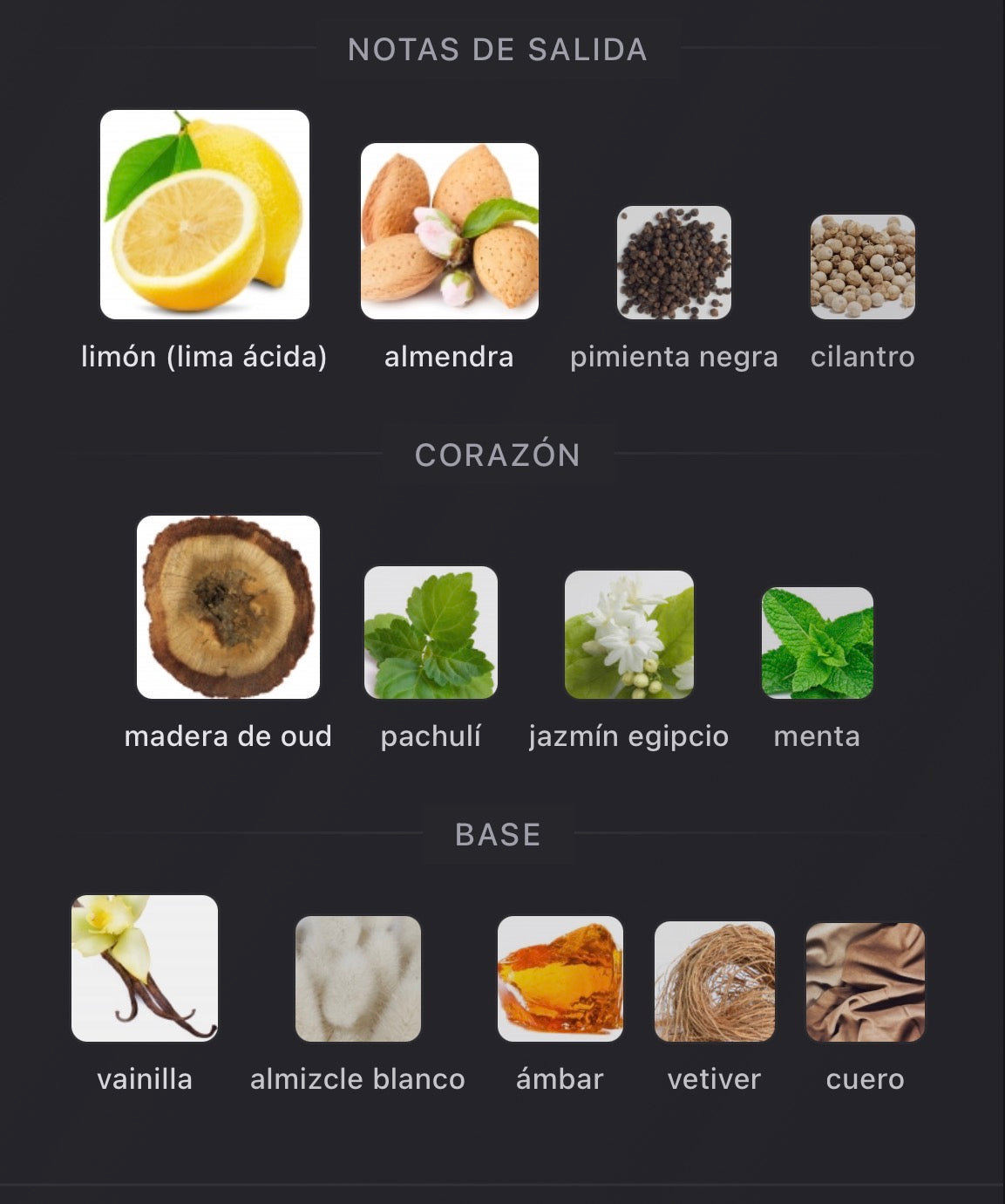 Notas olfativas de Aoud Lemon Mint de Mancera