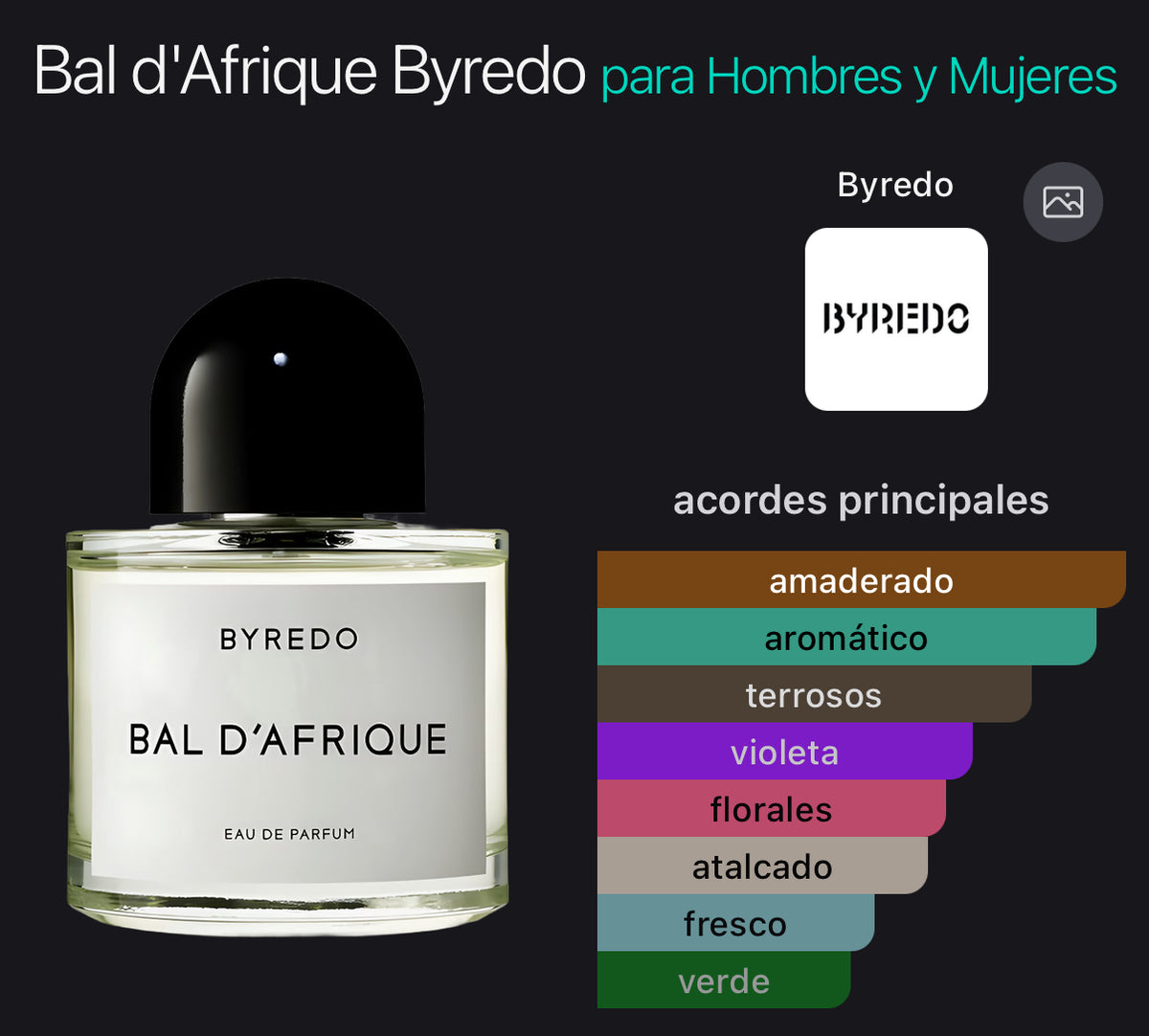 Acordes principales de Bal d'Afrique de Byredo