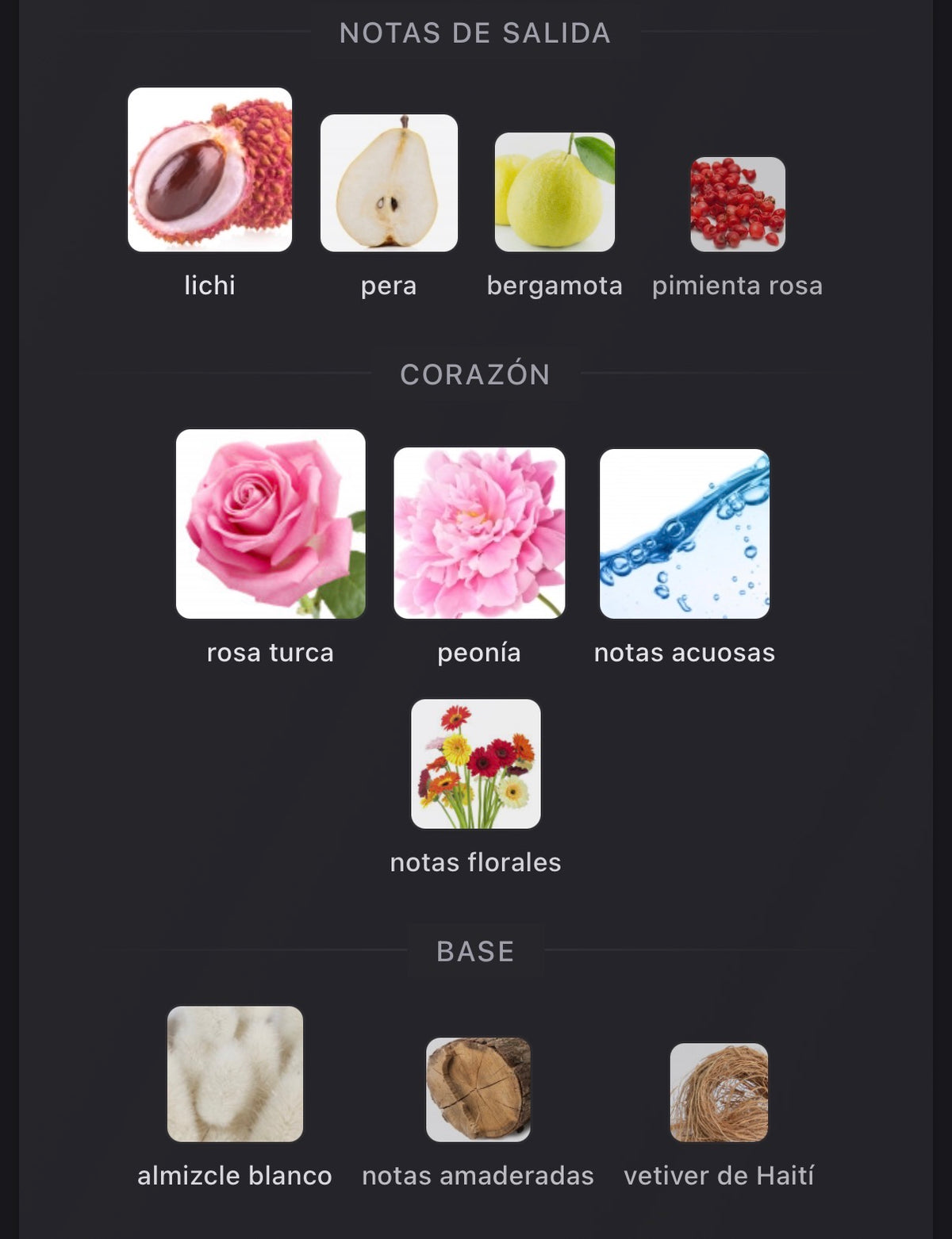 Notas olfativas de Delina La Rosée de Parfums de Marly