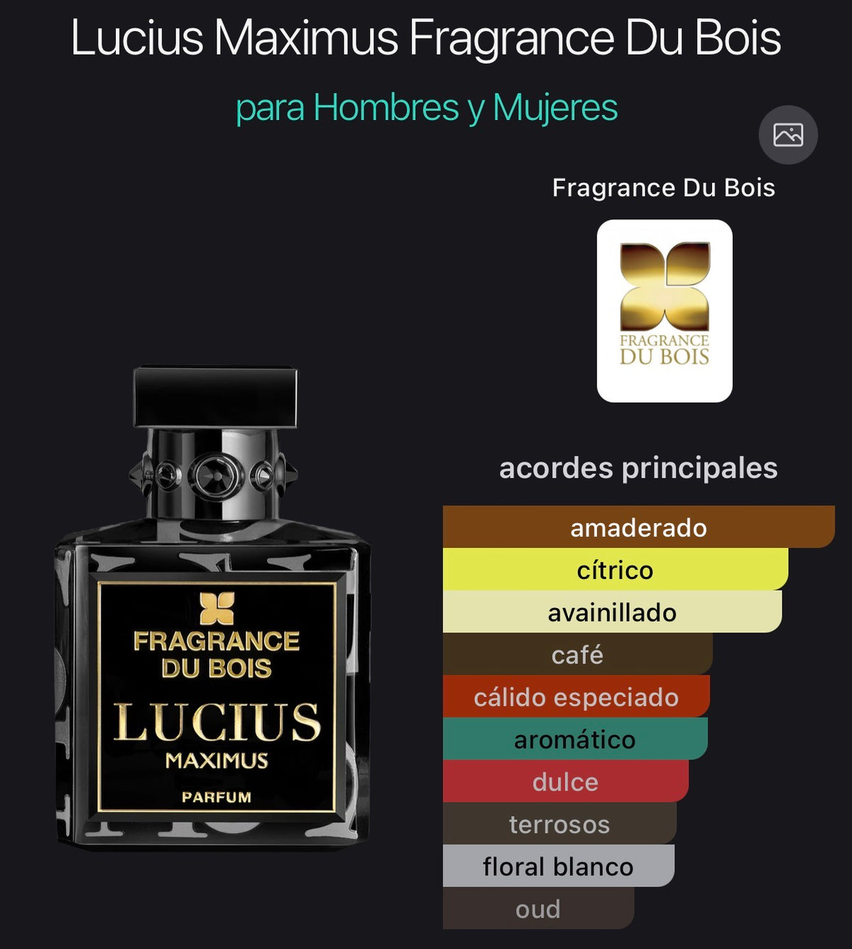 Lucius Maximus Parfum Fragrance Du Bois 100 ml (Preventa)