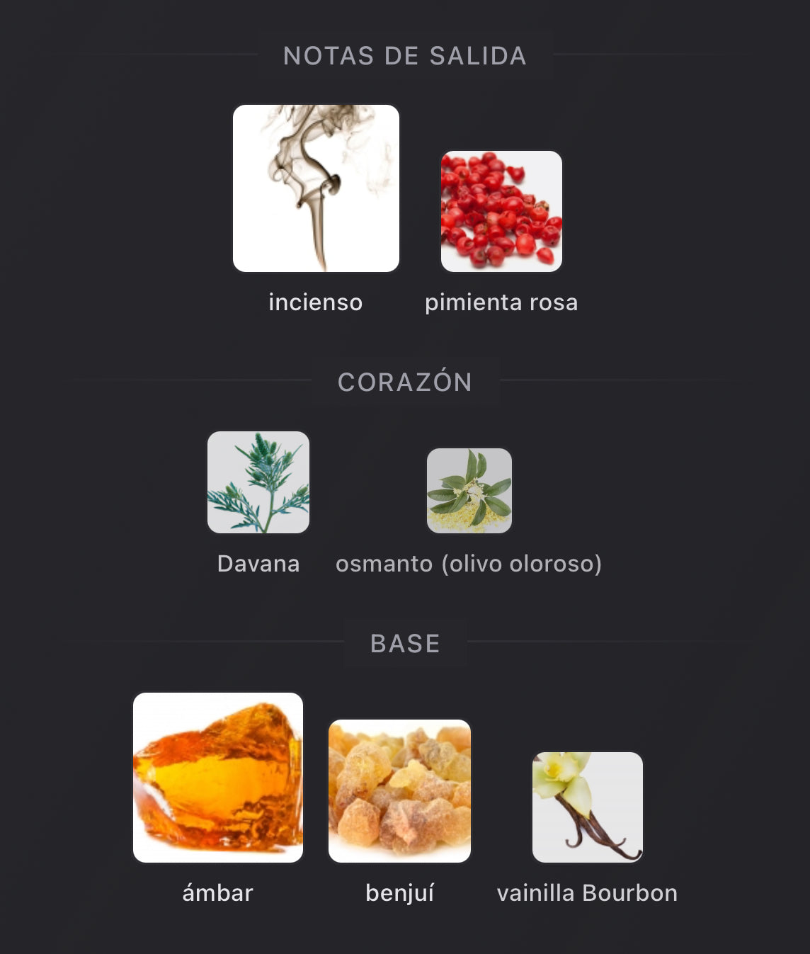 Notas olfativas de Ambre Chromatique de Maison Crivelli