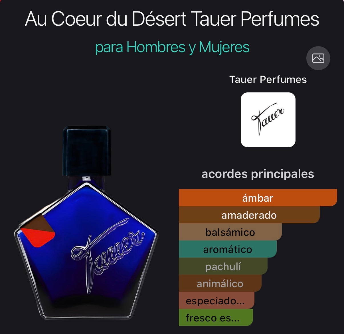 Au Coeur du Désert Tauer Perfumes Extrait 50 ml (Preventa)
