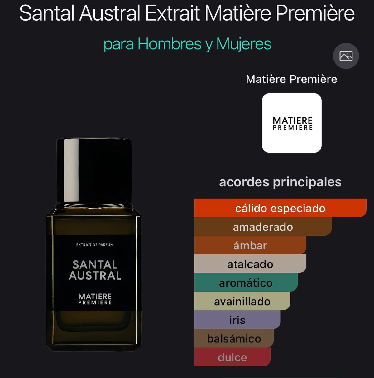 Santal Austal Extrait de Parfum Matiere Premiere 100 ml (Preventa)
