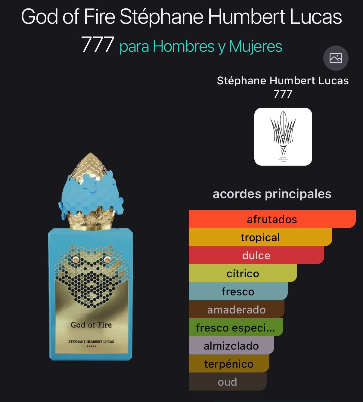 God of Fire Stephane Humbert Lucas 50 ml