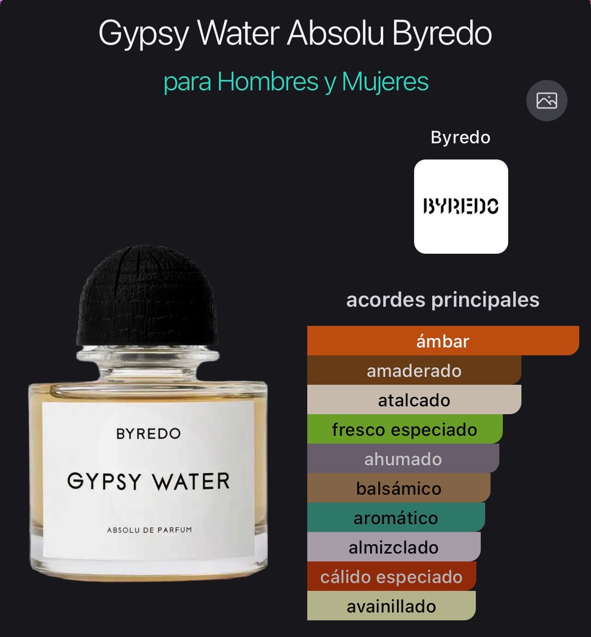 Gypsy Water Absolu de Parfum Byredo 100 ml