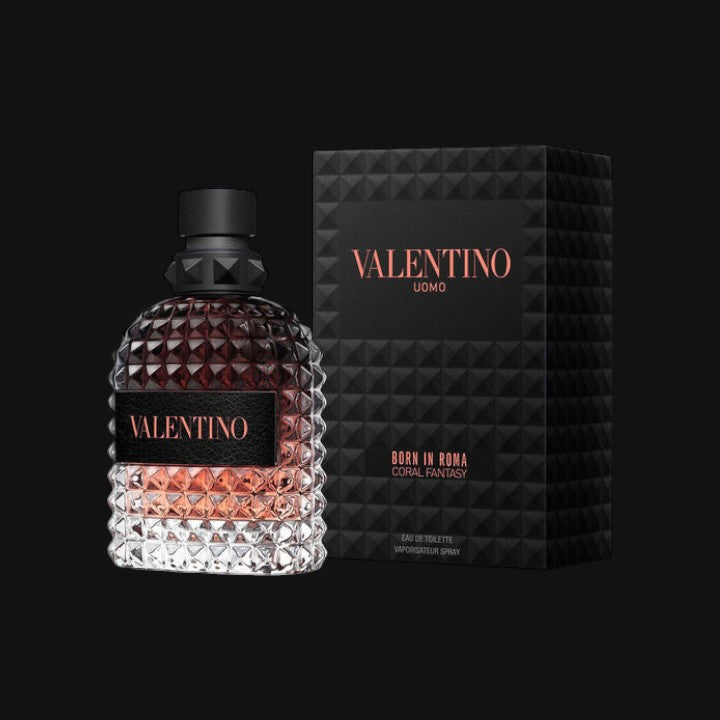 Uomo Born in Roma Coral Fantasy de Valentino con frasco y caja