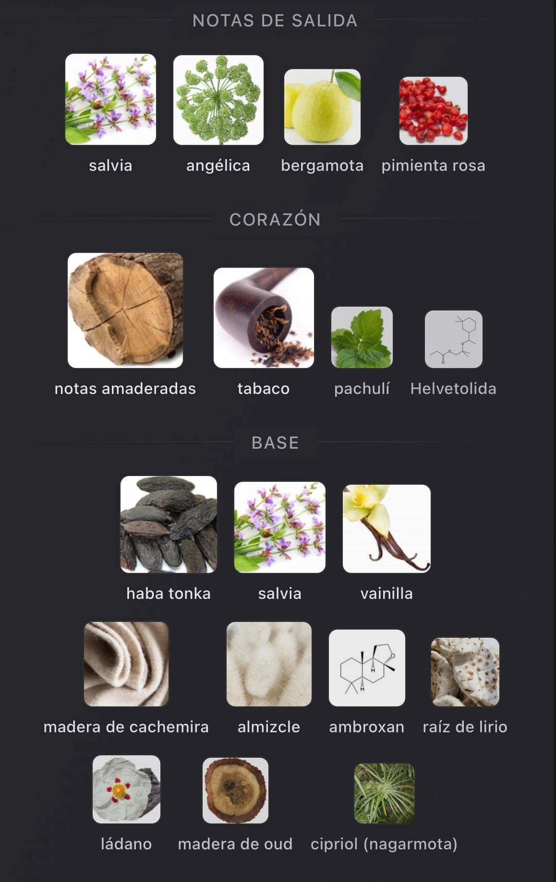 Notas olfativas de Amberwood XXI de Clive Christian
