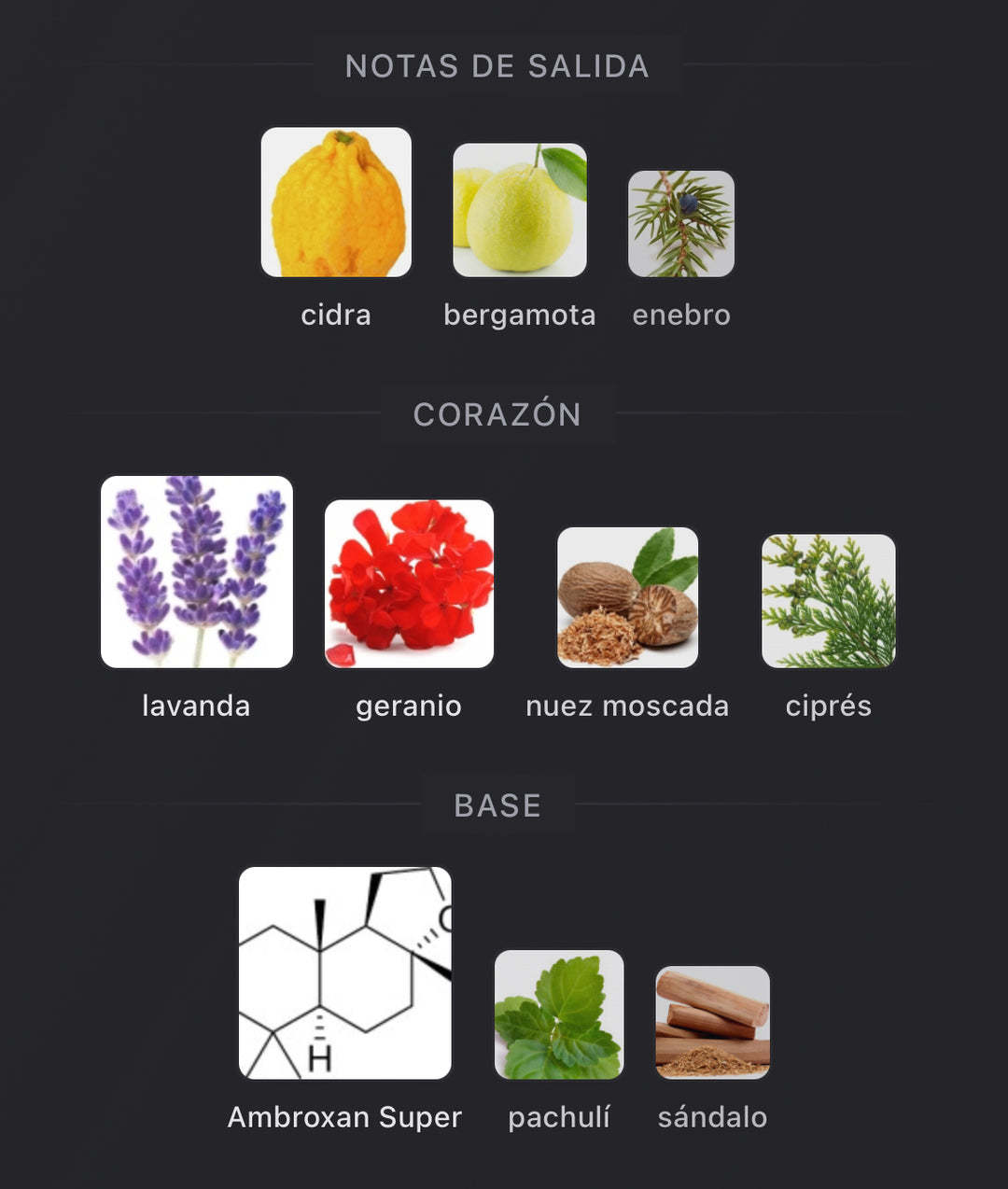 Notas olfativas de Valero de Parfums de Marly