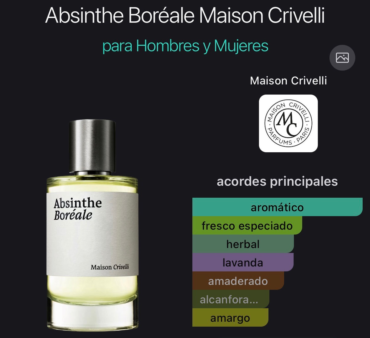 Absinthe Boreale Maison Crivelli Eau de Parfum 100 ml (Preventa)