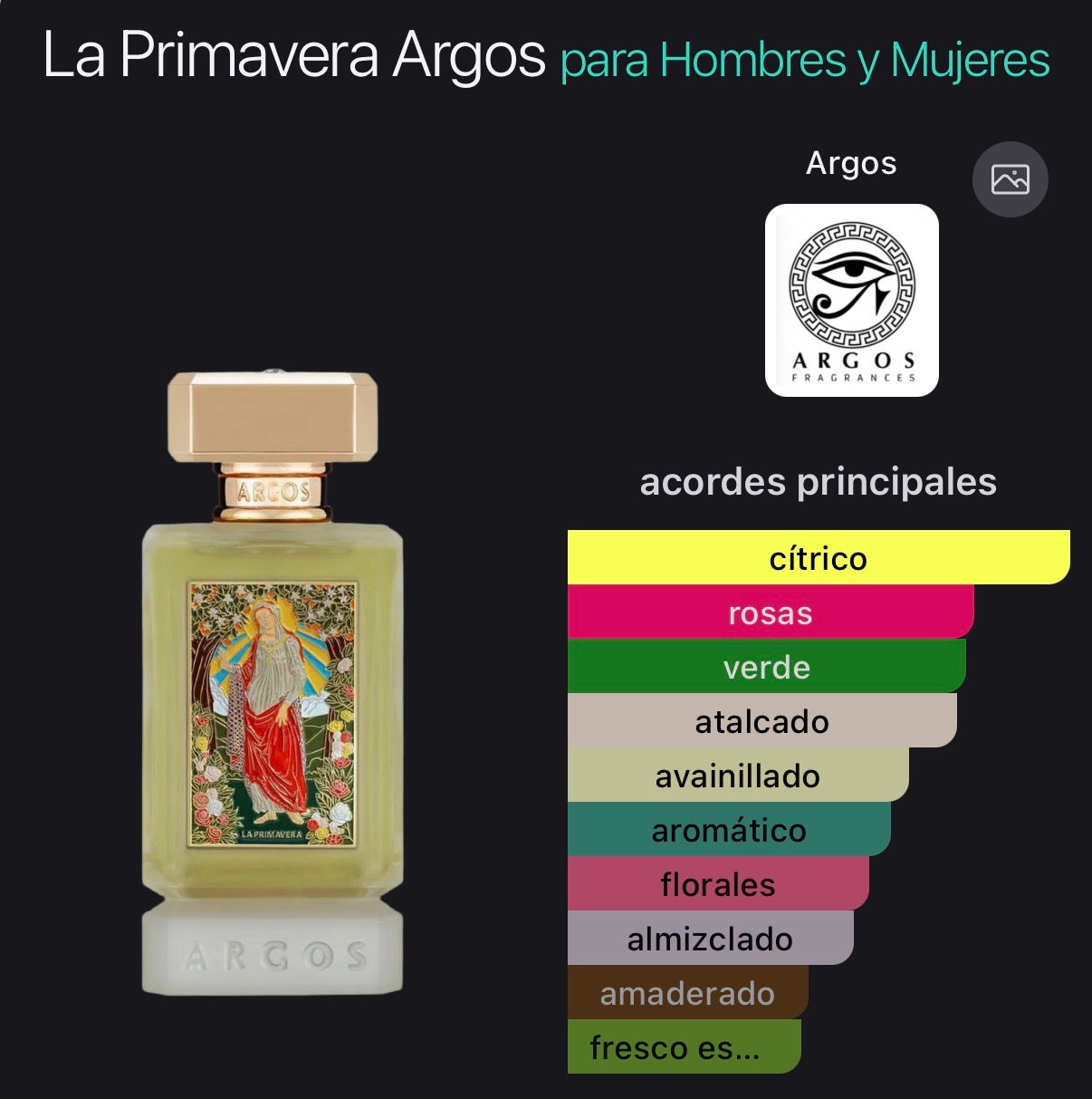 La Primavera Argos Extrait de Parfum 100 ml (Preventa)