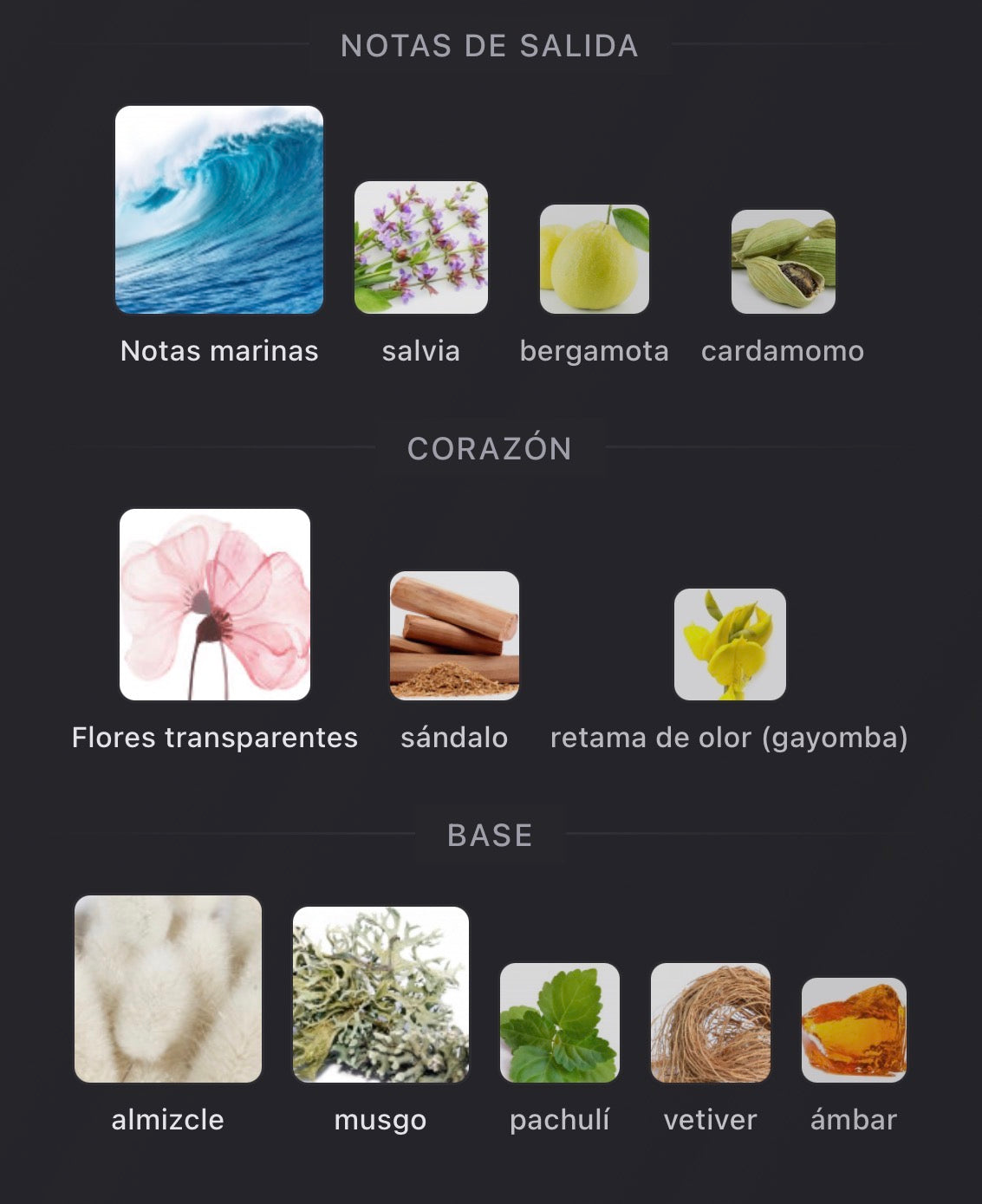Notas olfativas de Sirenis de Les Liquides Imaginaires