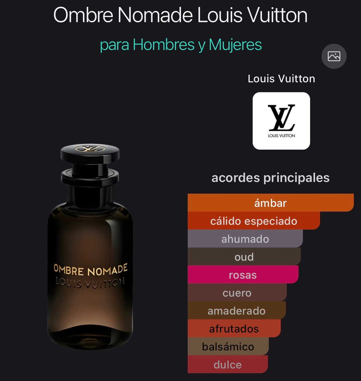 Acordes principales de Ombre Nomade de Louis Vuitton