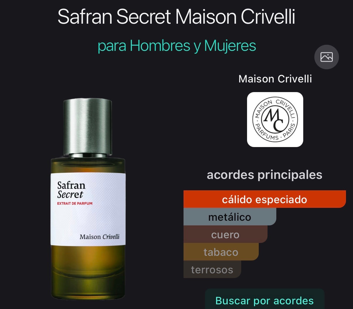 Safran Secret Maison Crivelli Extrait de Parfum 50 ml (Preventa)