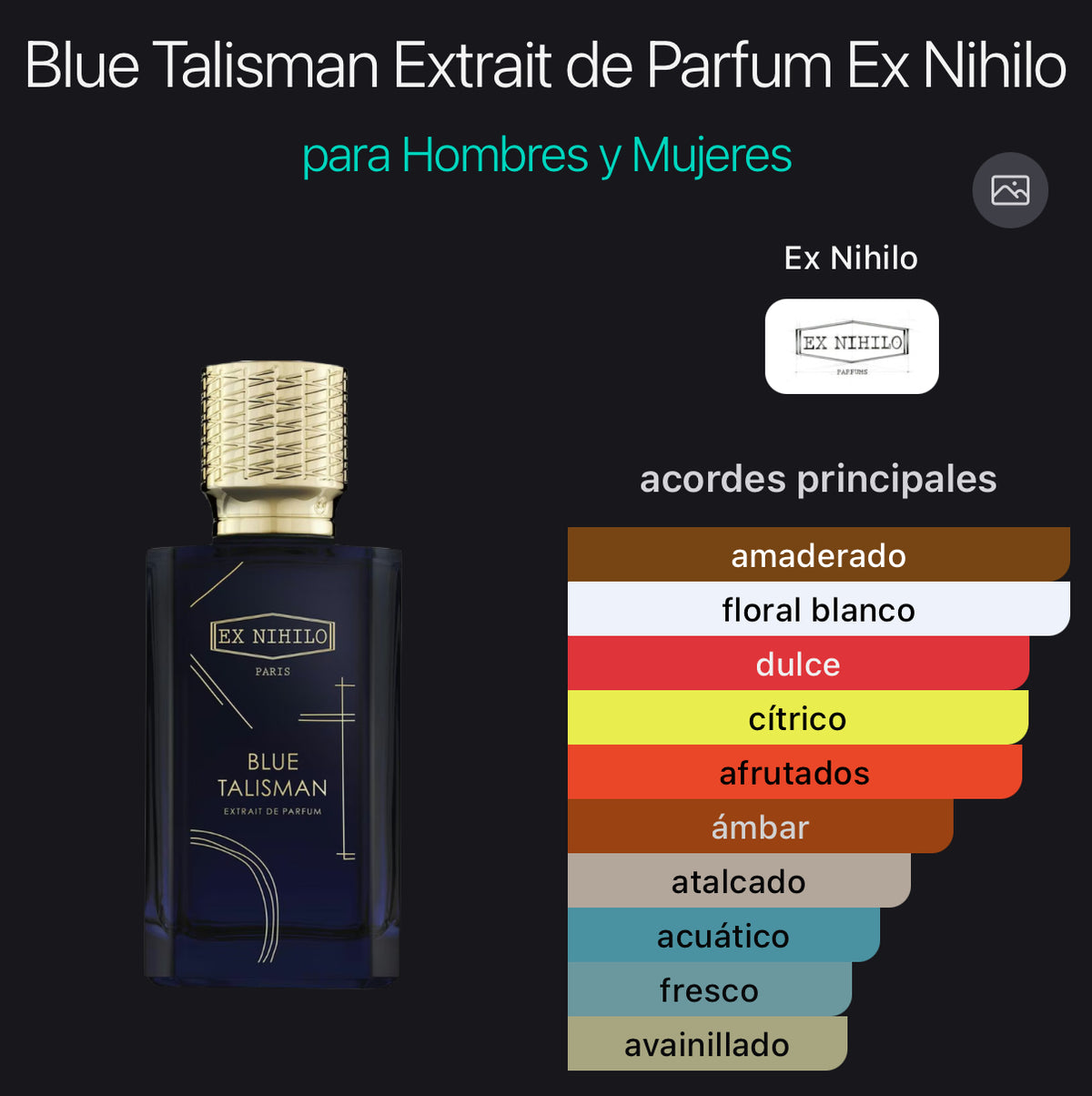 Acordes principales de Blue Talisman Extrait de Ex Nihilo