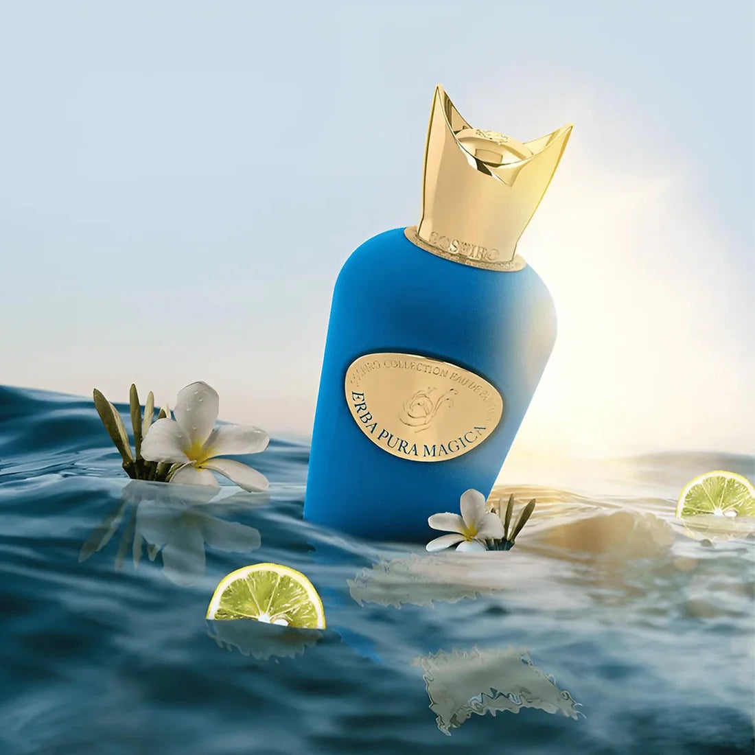 Erba Pura Magica de Sospiro sobre el agua con limas