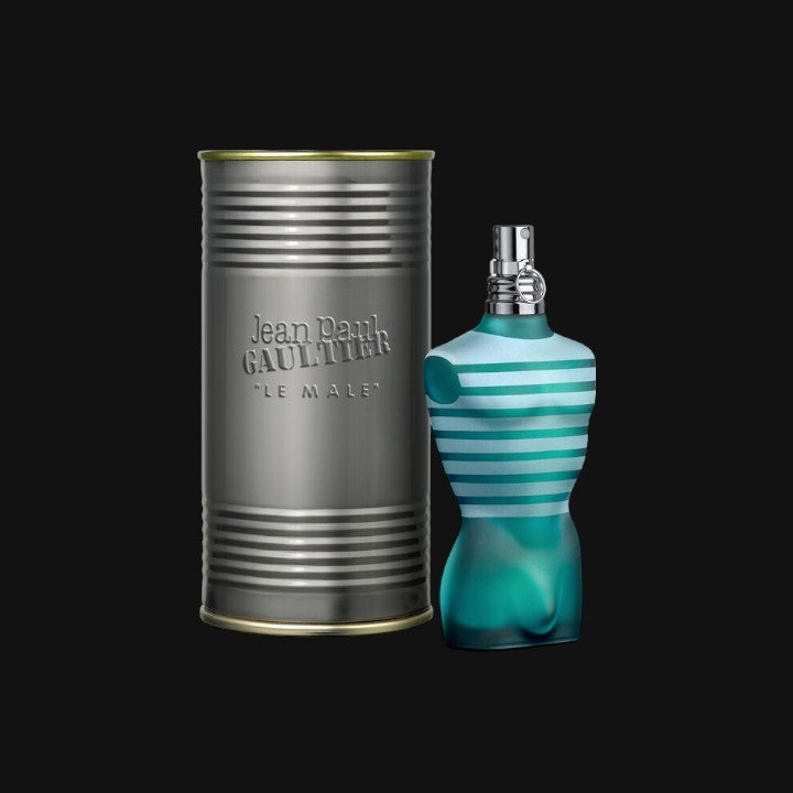 Le Male Eau de Toilette de Jean Paul Gaultier con frasco y lata