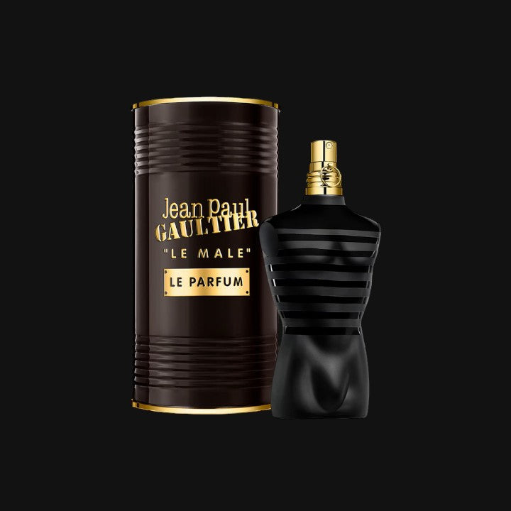 Le Male Le Parfum de Jean Paul Gaultier con frasco y lata