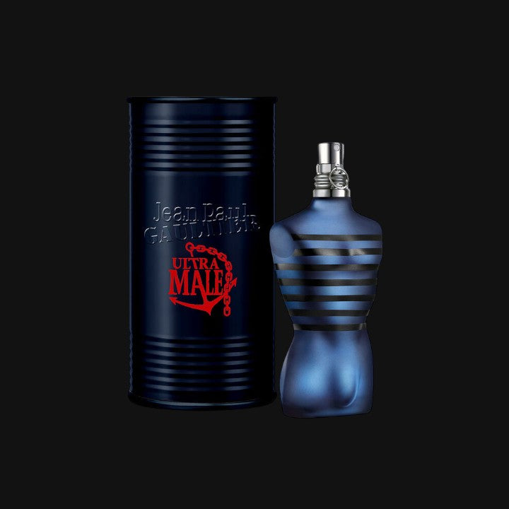 Ultra Male Eau de Toilette de Jean Paul Gaultier con frasco y lata